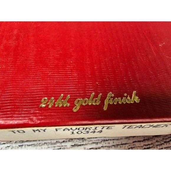 Camerlane 24kt Gold Finish "Favorite Teacher" Christmas Ornament NOS in Box - Picture 3 of 4